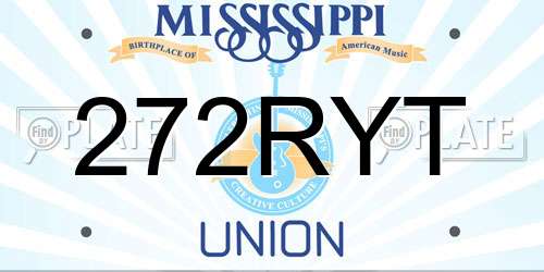 272RYT Mississippi License Plate