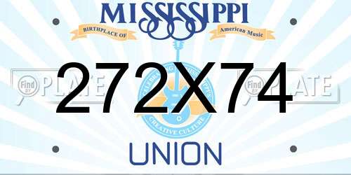 272X74 Mississippi License Plate