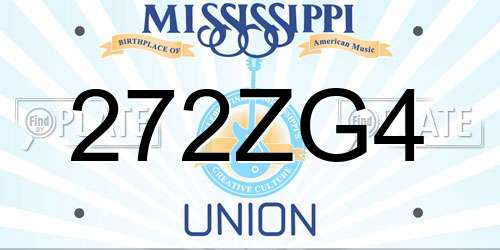 272ZG4 Mississippi License Plate