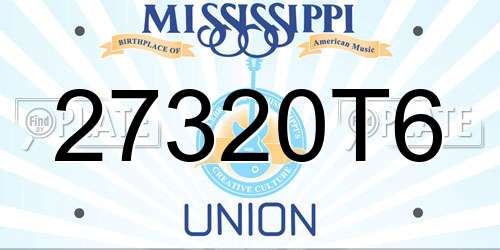 27320T6 Mississippi License Plate