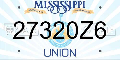 27320Z6 Mississippi License Plate