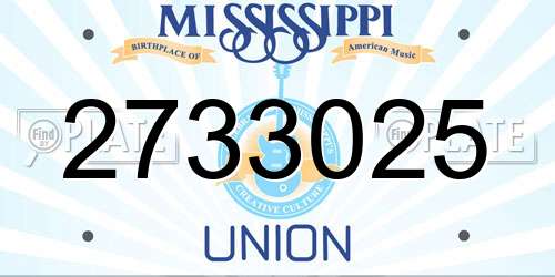 2733025 Mississippi License Plate