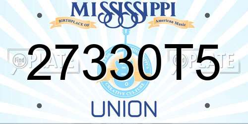 27330T5 Mississippi License Plate