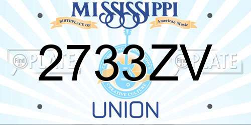 2733ZV Mississippi License Plate
