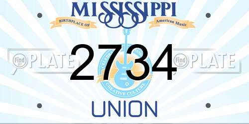 2734 Mississippi License Plate