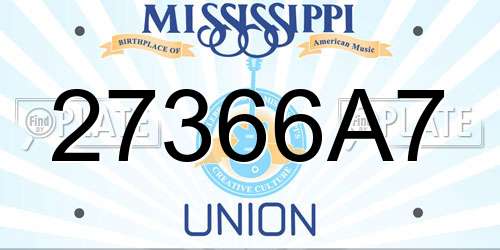 27366A7 Mississippi License Plate