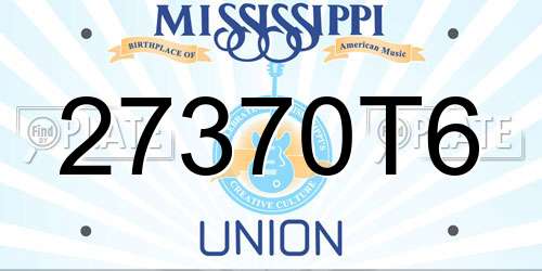 27370T6 Mississippi License Plate