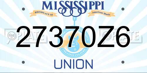 27370Z6 Mississippi License Plate