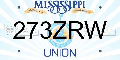 273ZRW Mississippi License Plate