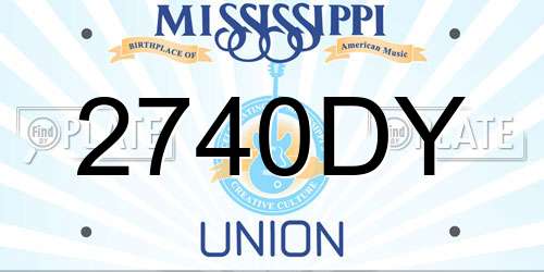 2740DY Mississippi License Plate