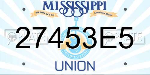 27453E5 Mississippi License Plate