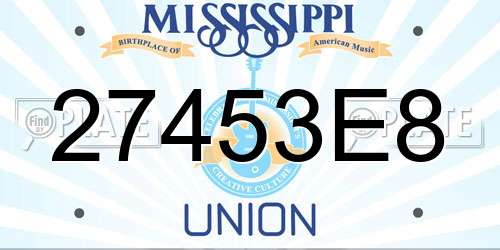 27453E8 Mississippi License Plate