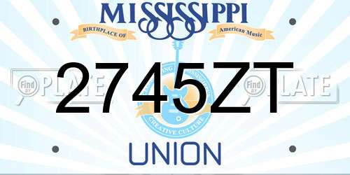 2745ZT Mississippi License Plate