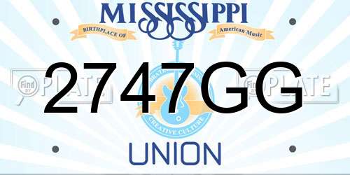 2747GG Mississippi License Plate