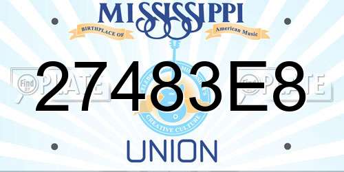 27483E8 Mississippi License Plate
