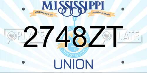 2748ZT Mississippi License Plate
