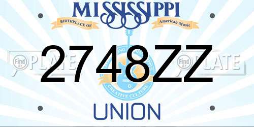 2748ZZ Mississippi License Plate