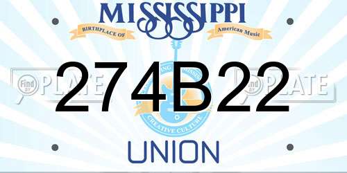 274B22 Mississippi License Plate