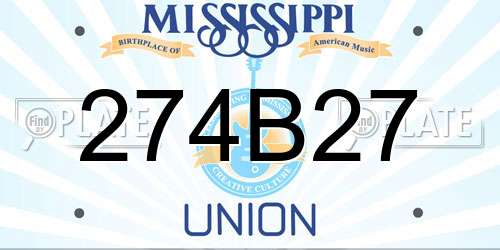 274B27 Mississippi License Plate
