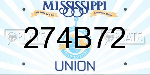274B72 Mississippi License Plate
