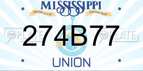 274B77 Mississippi License Plate