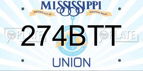274BTT Mississippi License Plate