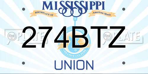 274BTZ Mississippi License Plate