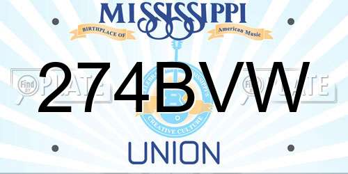 274BVW Mississippi License Plate