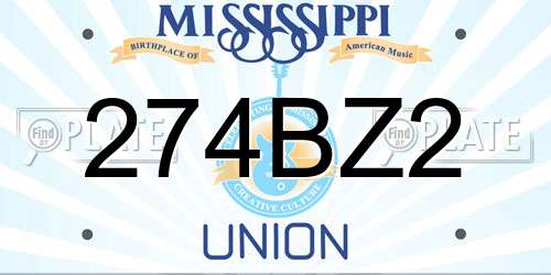 274BZ2 Mississippi License Plate