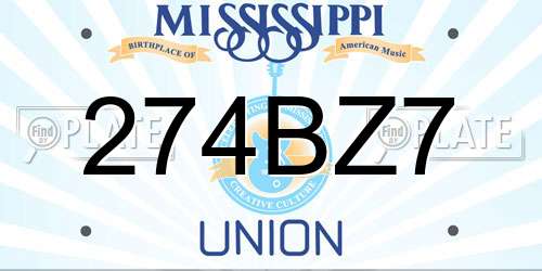 274BZ7 Mississippi License Plate