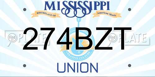 274BZT Mississippi License Plate