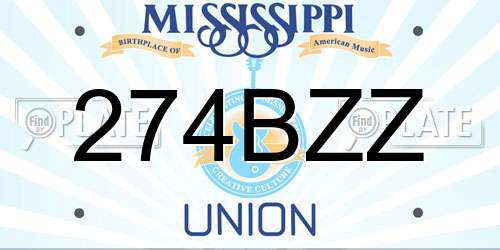 274BZZ Mississippi License Plate