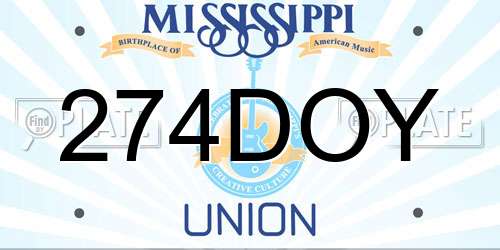274DOY Mississippi License Plate