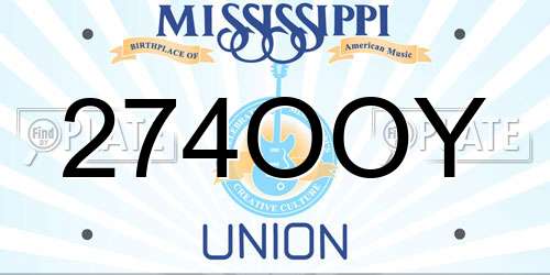 274OOY Mississippi License Plate