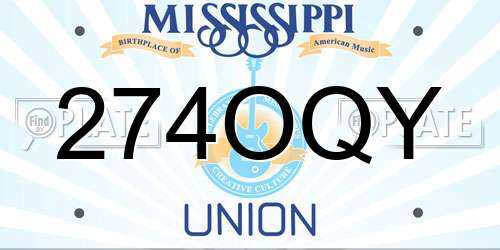 274OQY Mississippi License Plate