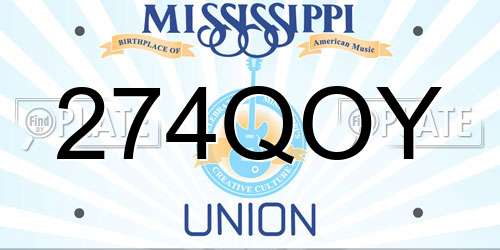 274QOY Mississippi License Plate