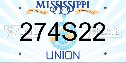 274S22 Mississippi License Plate