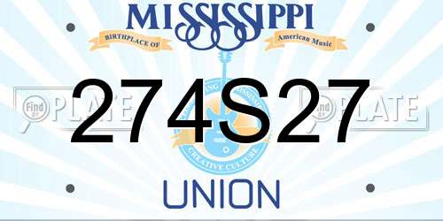 274S27 Mississippi License Plate