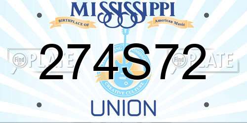 274S72 Mississippi License Plate