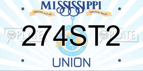 274ST2 Mississippi License Plate