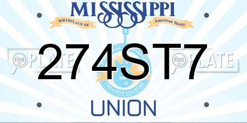 274ST7 Mississippi License Plate