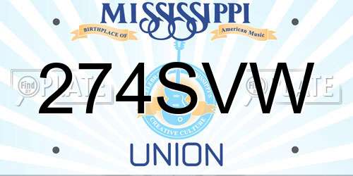 274SVW Mississippi License Plate