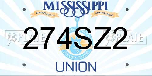 274SZ2 Mississippi License Plate