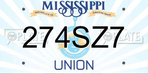 274SZ7 Mississippi License Plate