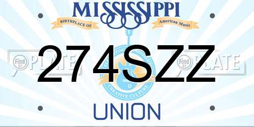 274SZZ Mississippi License Plate