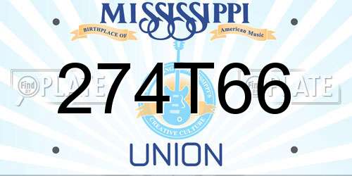 274T66 Mississippi License Plate