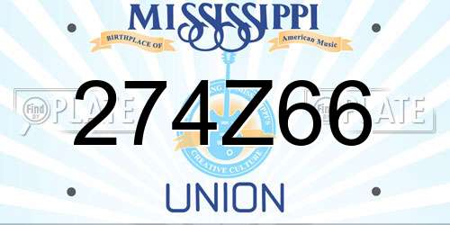 274Z66 Mississippi License Plate