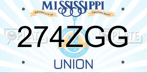 274ZGG Mississippi License Plate