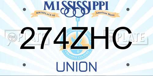 274ZHC Mississippi License Plate