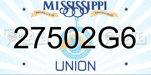 27502G6 Mississippi License Plate